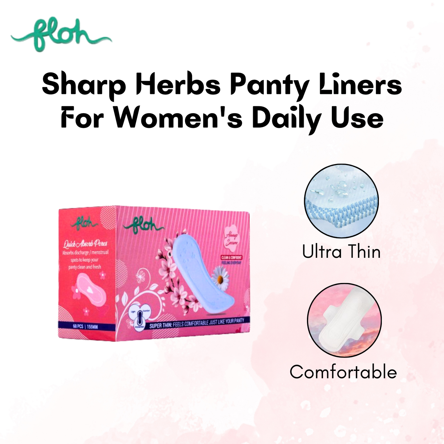 FLOH Panty Liners For Women Daily Use (60 Pcs, 155mm)
