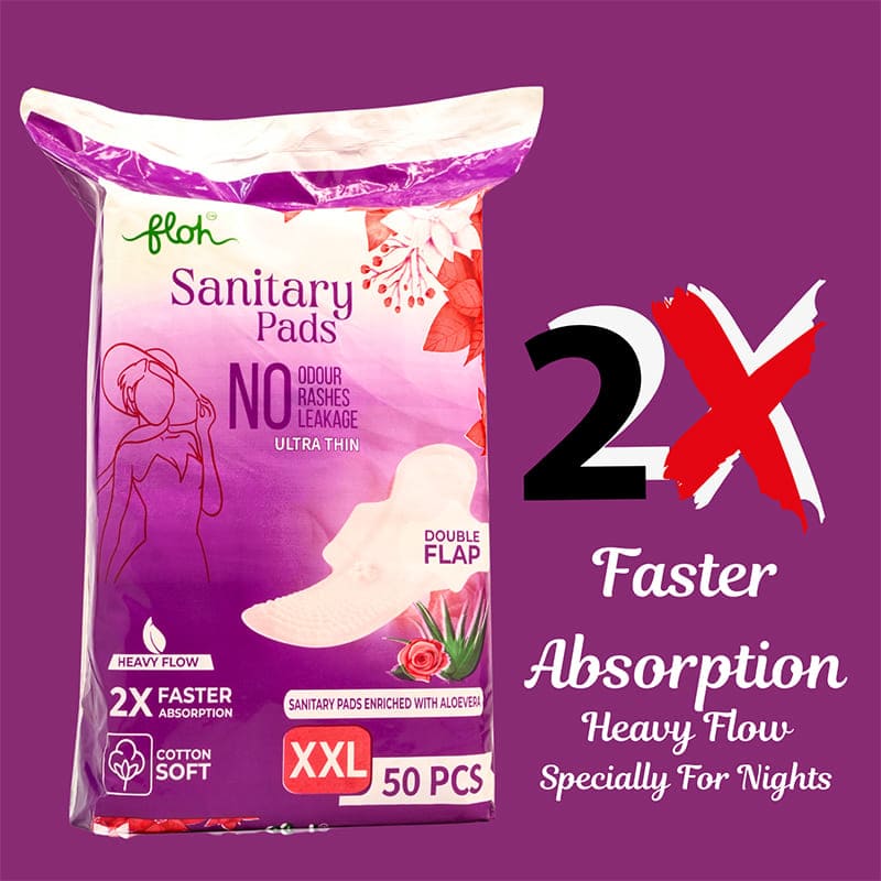 FLOH Anti-Bacterial Sanitary Pads XXL (50 Pads) - View 2