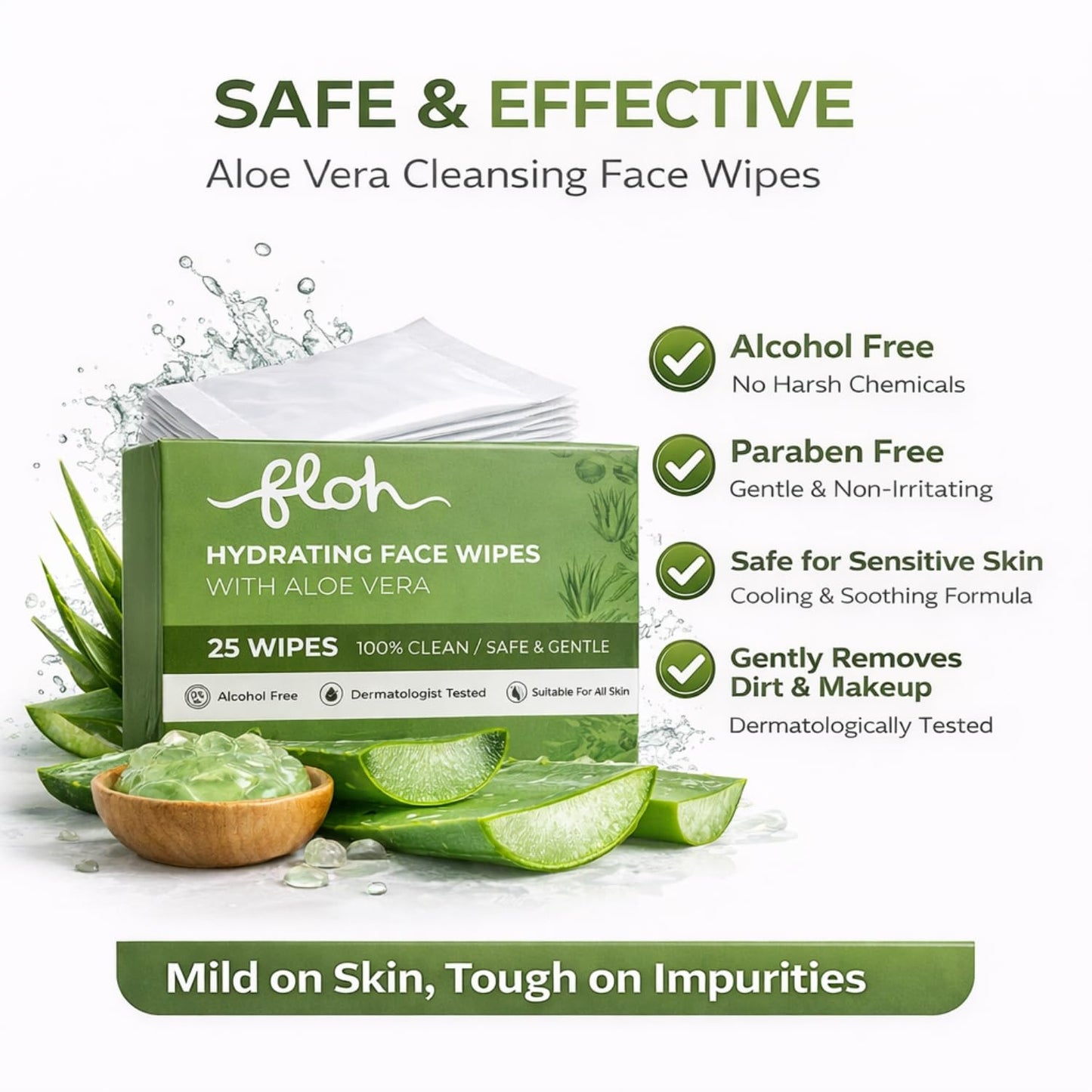 FLOH Hydrating Face Wipes — Aloe Vera (25 Wipes)