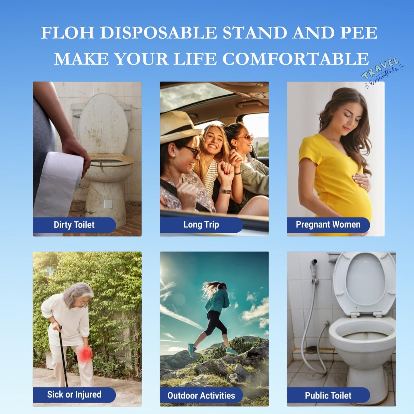 FLOH Disposable Stand & Pee Funnel For Women Ideal for Travel, Camping, Public Toilets, Pregnancy & Joint Pain (Pack of 1)