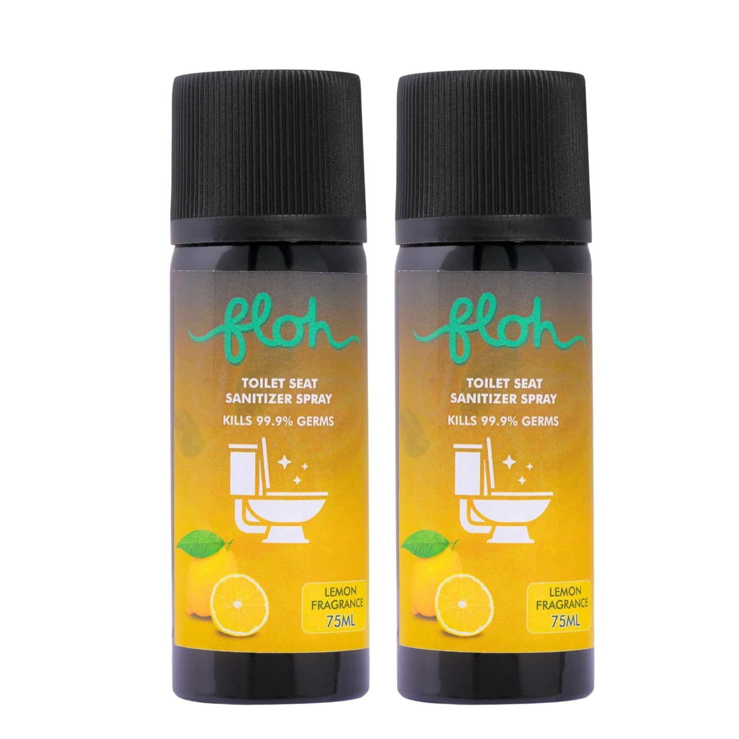 FLOH Toilet Seat Sanitizer Spray 75ml Lemon (Pack of 2) | Kills 99.9% Germs | Helps Reduce Risk of UTI & Infections | Anti-Odour | Quick Dry | Travel Friendly Hygiene Spray for Women