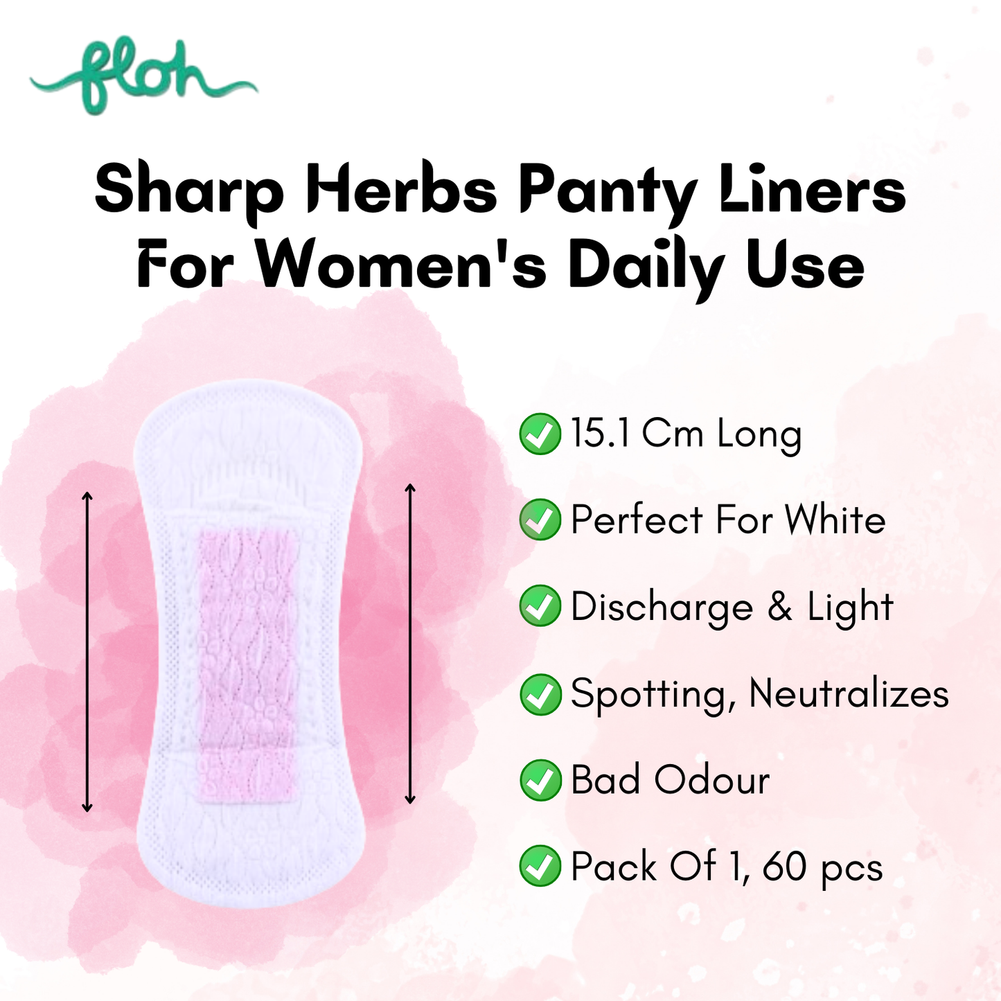 FLOH Panty Liners For Women Daily Use (60 Pcs, 155mm)