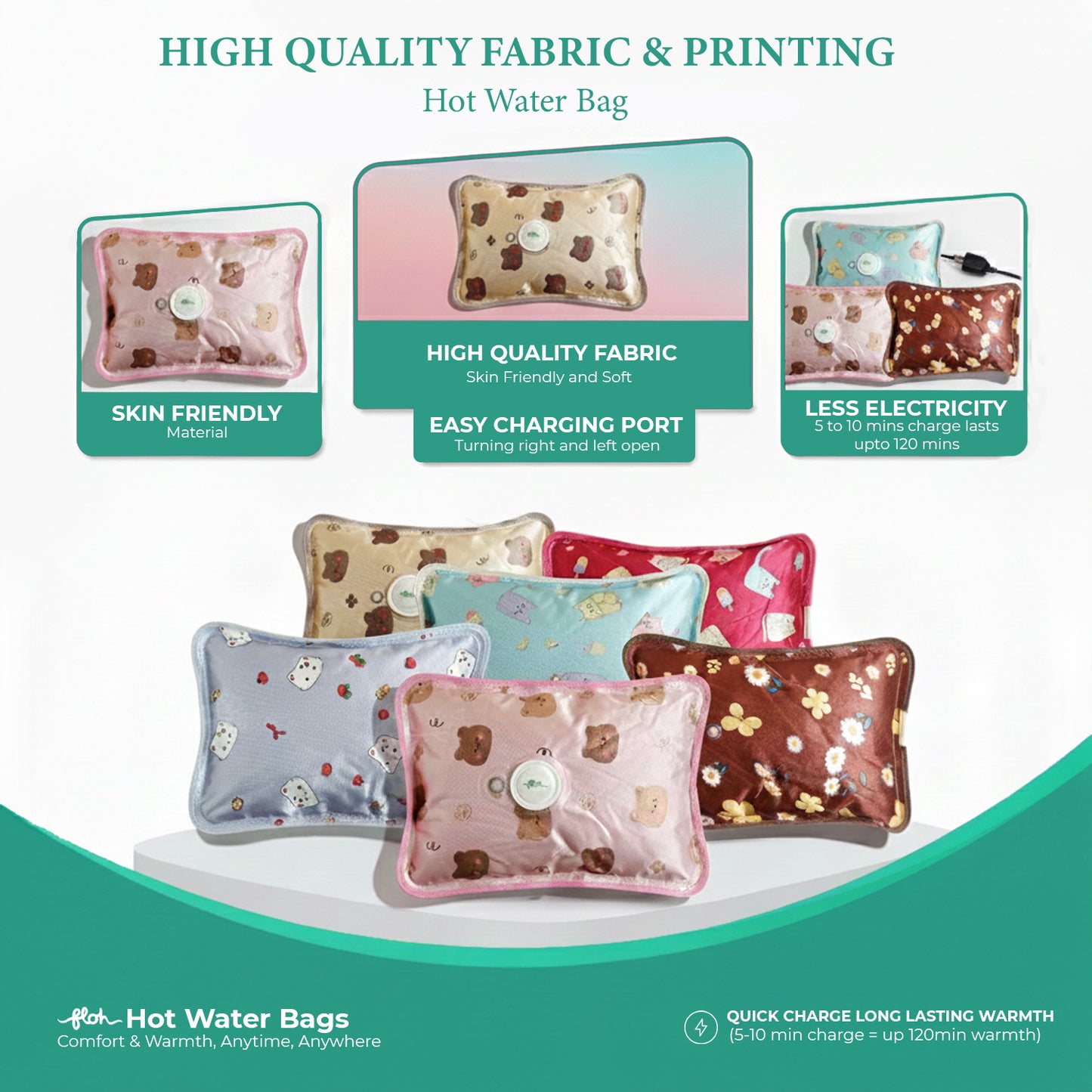 FLOH Electric Hot Water Bag for Pain Relief