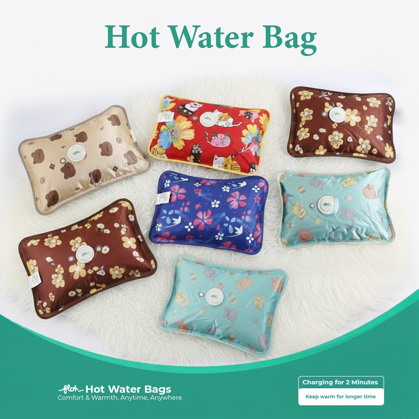 FLOH Electric Hot Water Bag for Pain Relief
